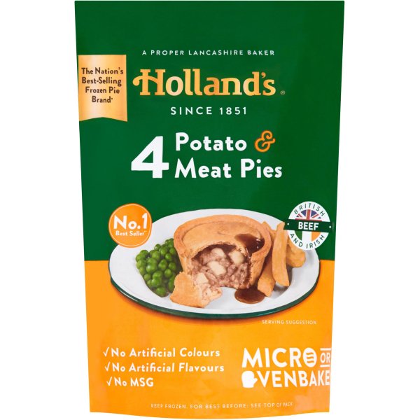 Holland's 4 Potato & Meat Pies - Frozen
