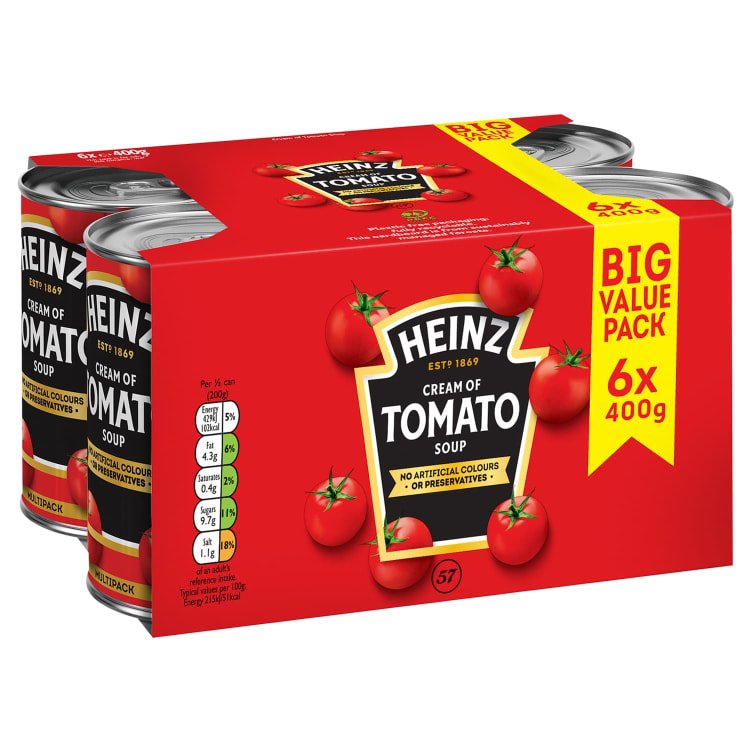 263379 heinz toamto soup big value pack 6x400g